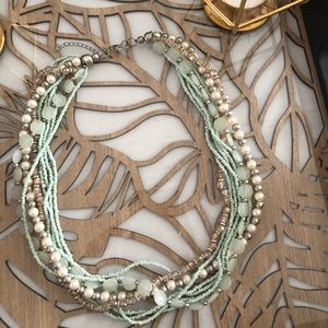 Mint Green & Cream Beaded Necklace